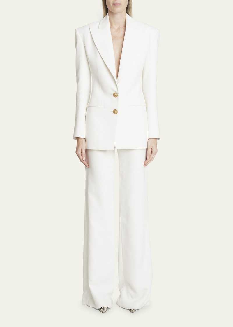 Balmain High Waist Crepe Flare Pants outlook