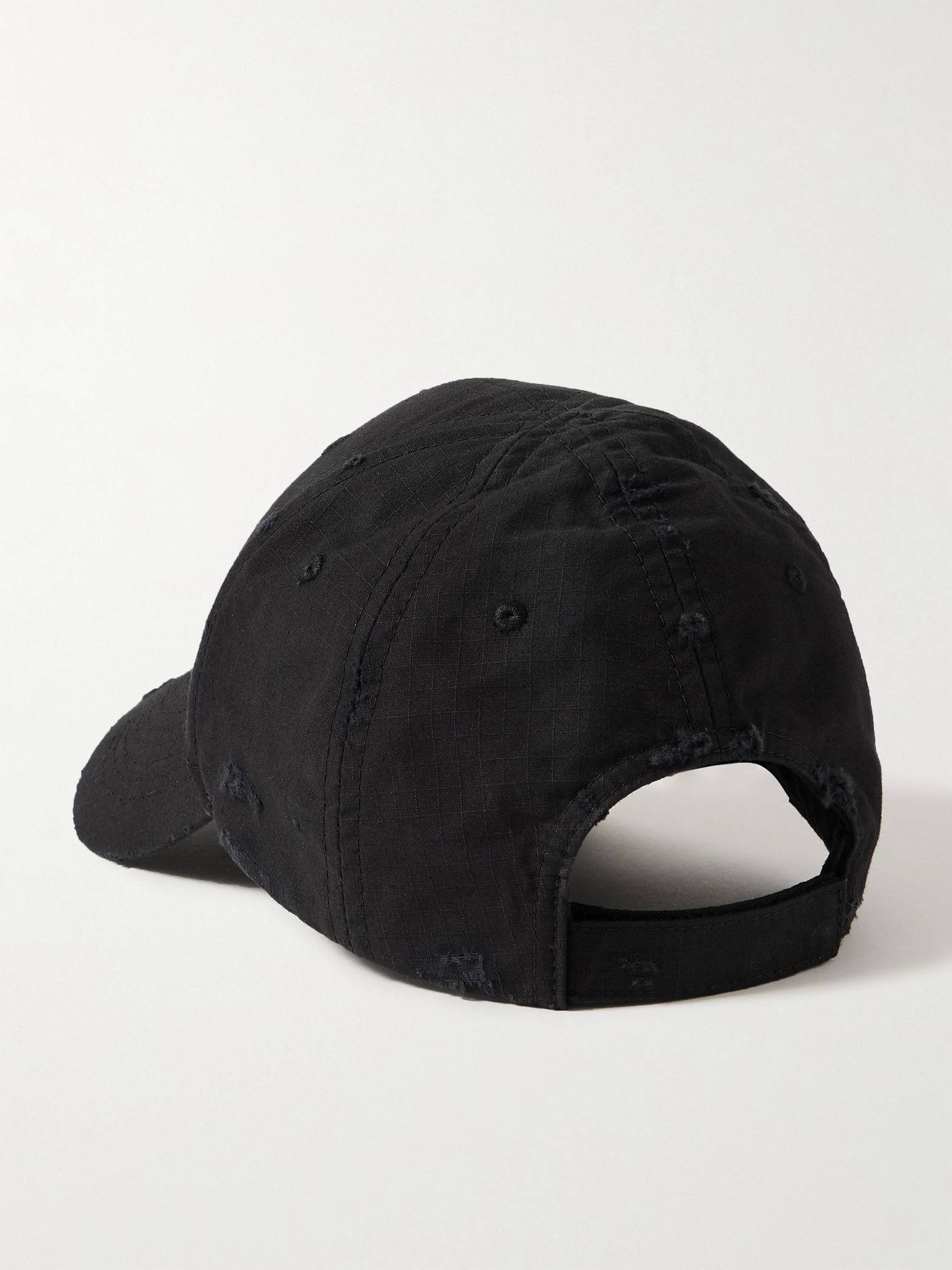Cargo Distressed Logo-Embroidered Cotton-Ripstop Baseball Cap Black - 3
