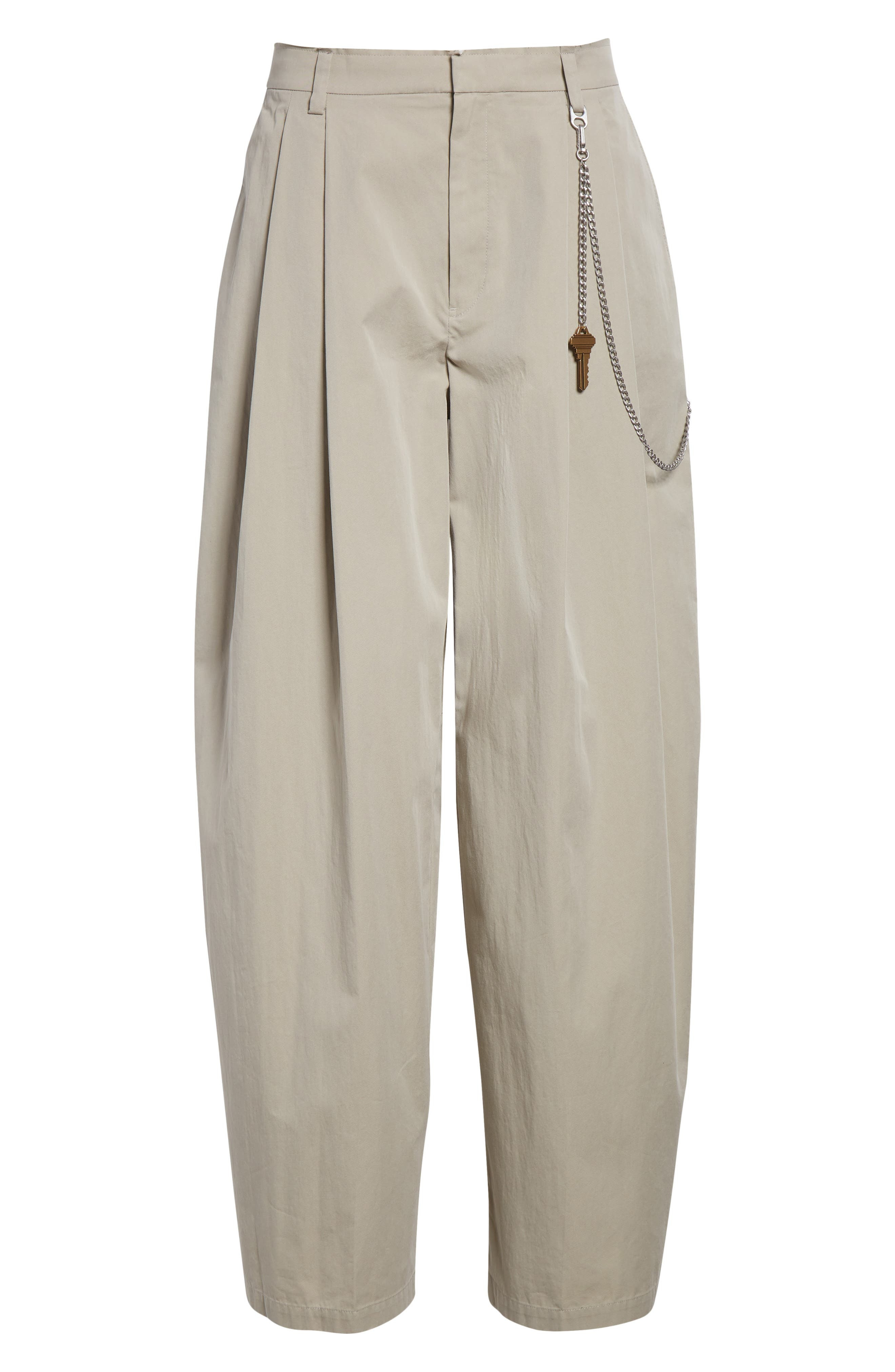 Alexander Wang Pleated Balloon Leg Trousers with Detachable Chain Detail in Stone at Nordstrom - 6