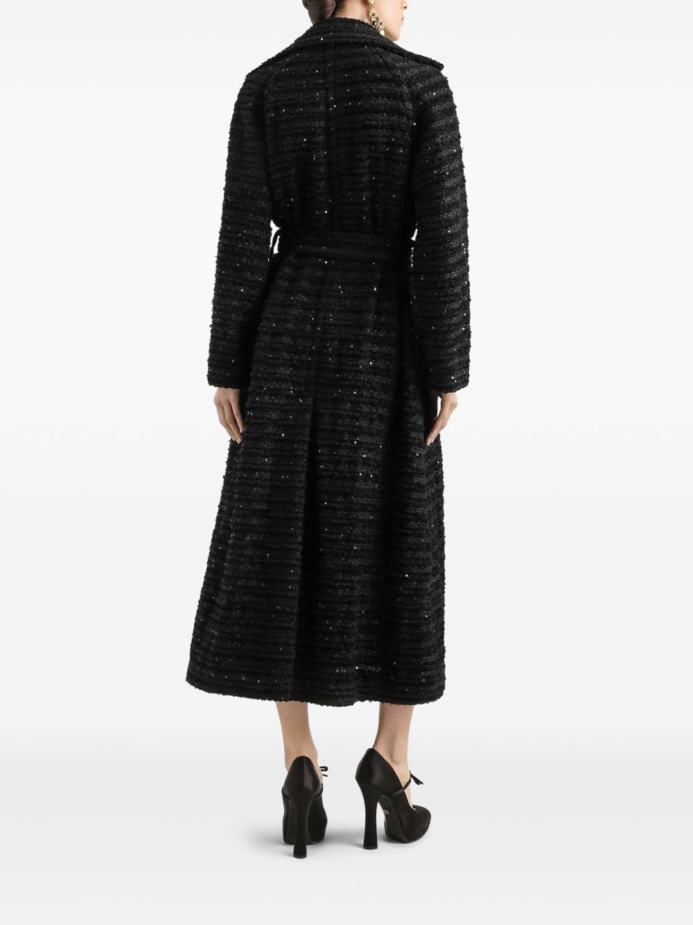 sequin-embellished tweed coat - 3