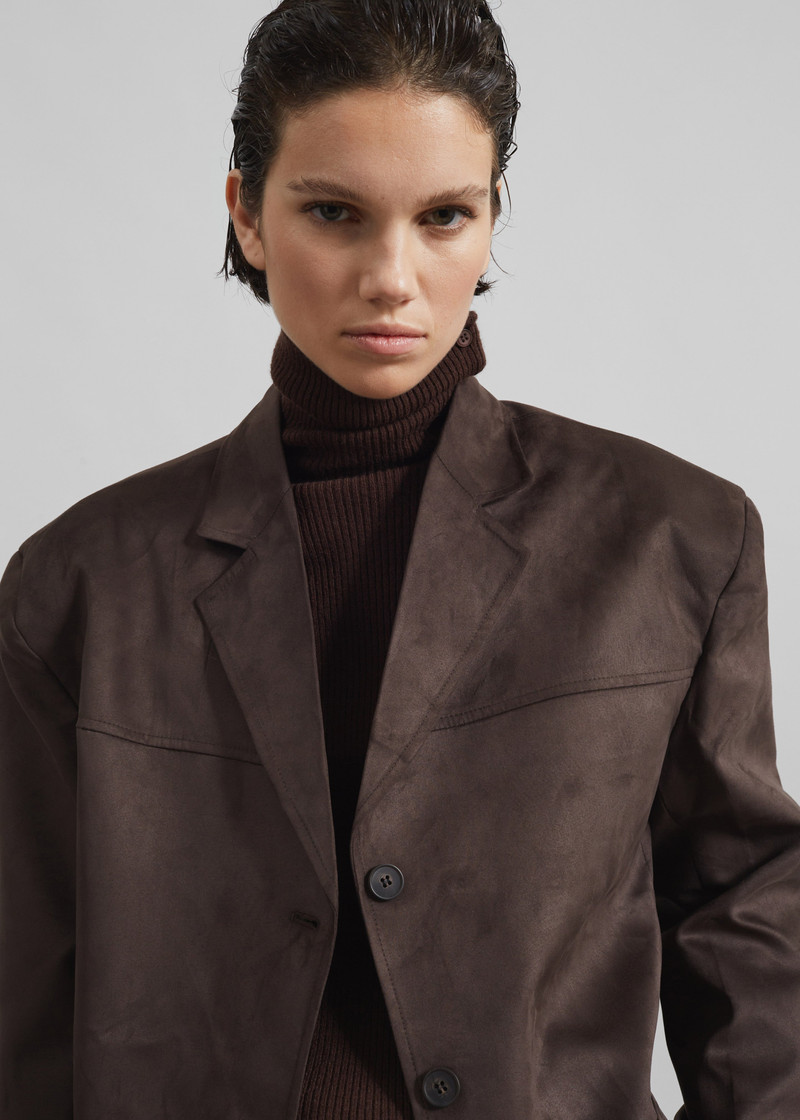 Merida Faux Suede Blazer - Brown 4