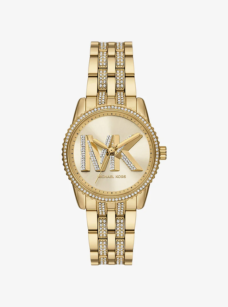 Mini Bryant Pavé Logo Gold-Tone Watch - 1