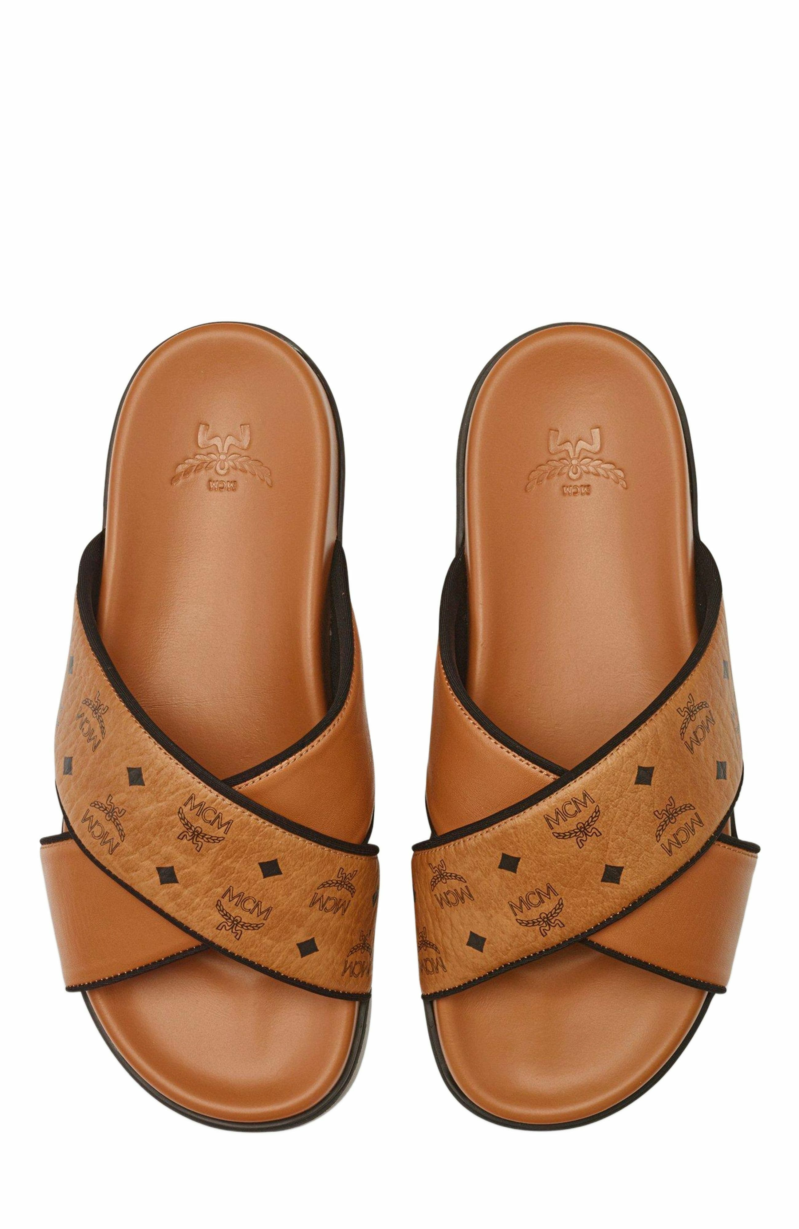 MCM Cross Sandal in VIsetos Leather Mix in Cognac at Nordstrom - 5