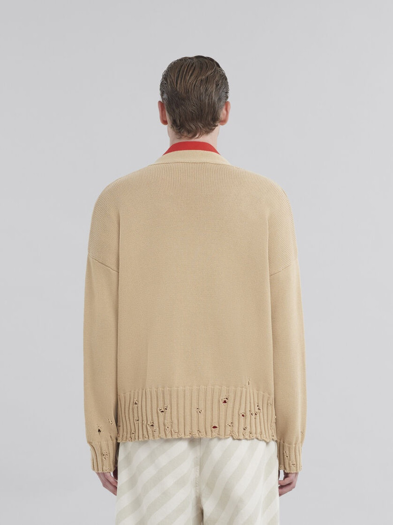 BROWN COTTON CARDIGAN WITH MARNI SYMBOL 3