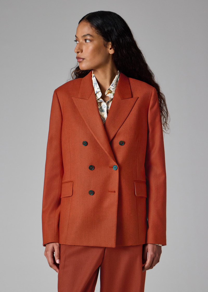 Women's Rust Wool-Cashmere Flannel Blazer 9
