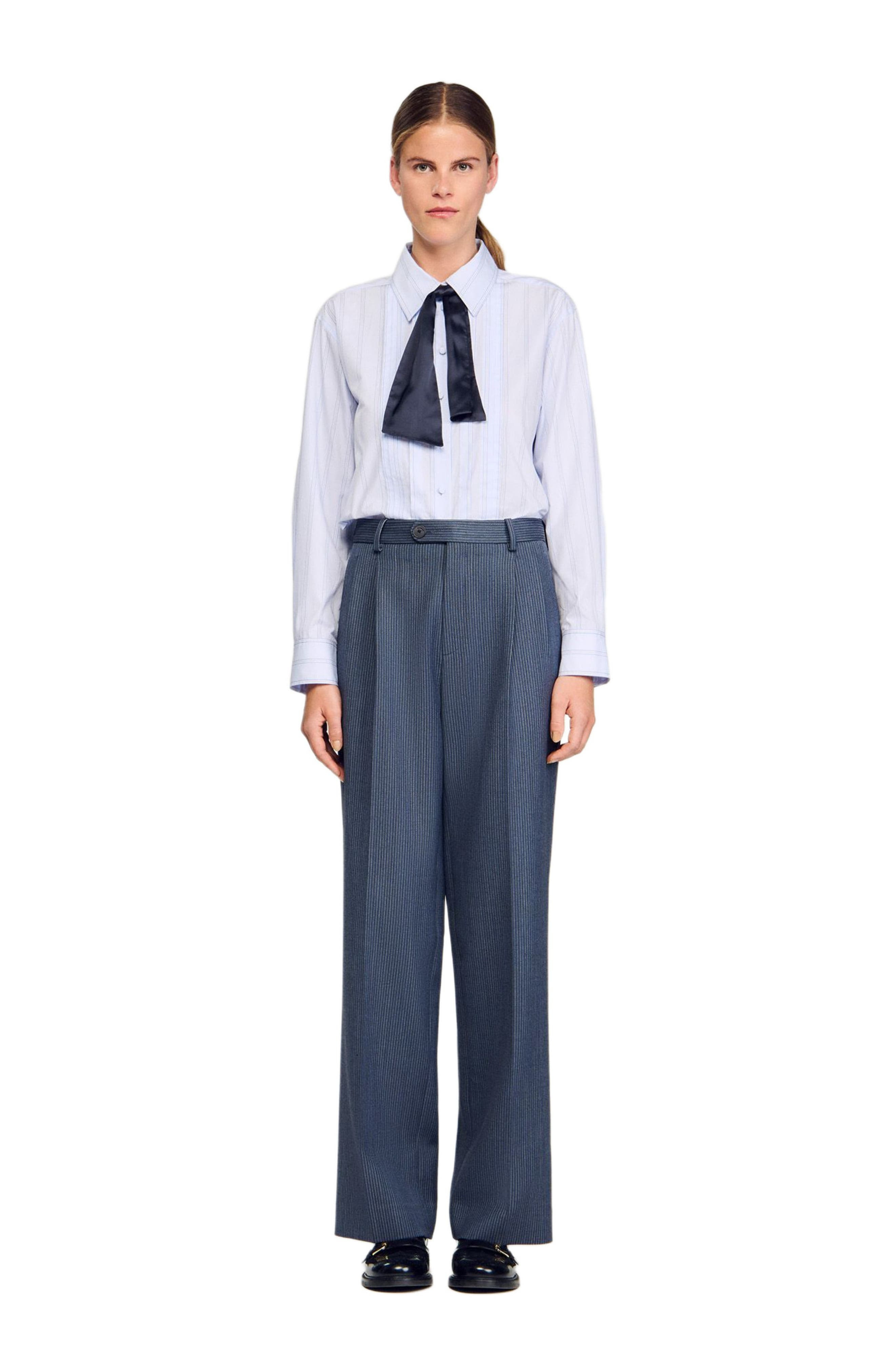SANDRO Striped wide-leg trousers in Blue at Nordstrom - 3