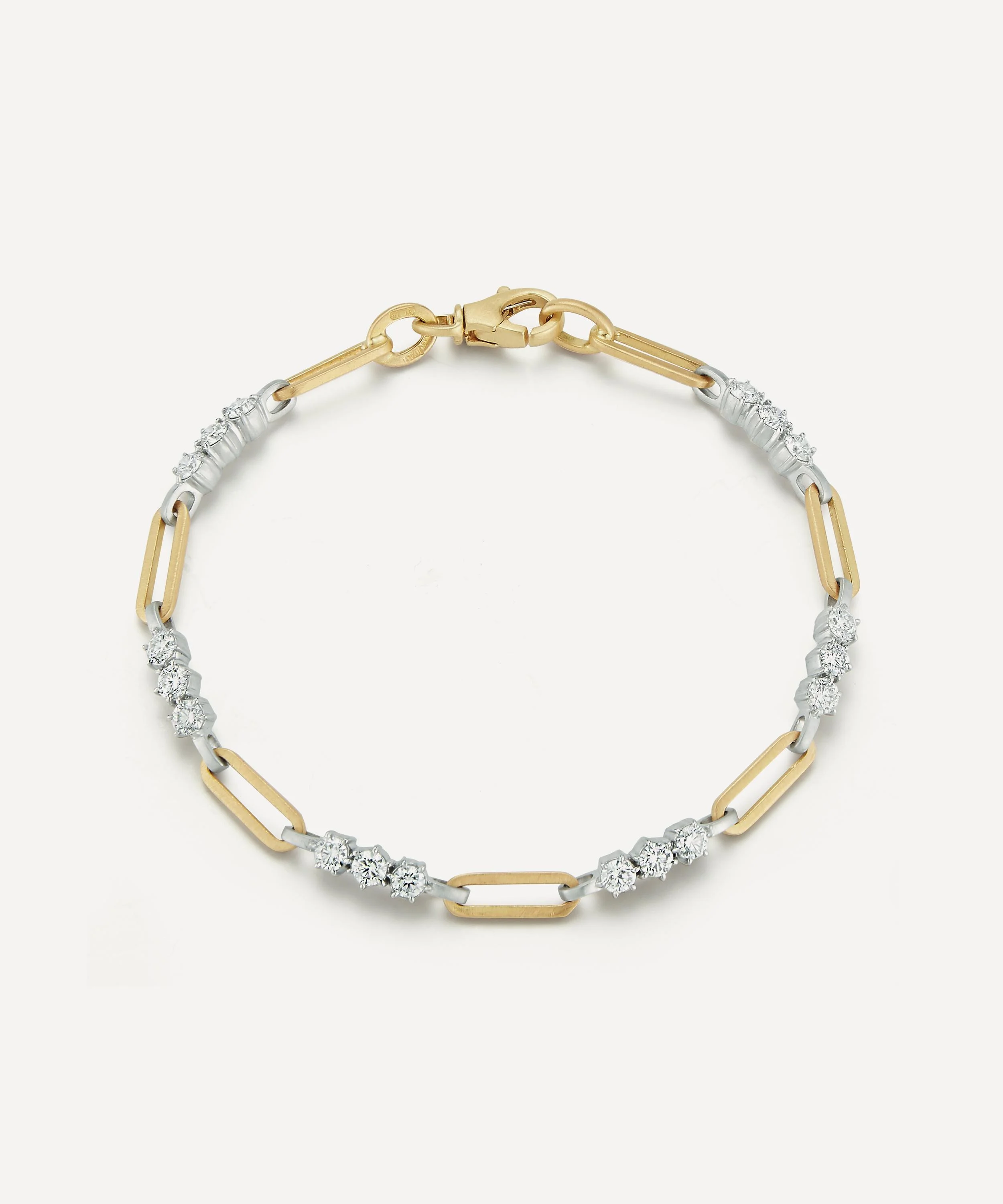 18ct Gold and Platinum Pia Two Tone Diamond Link Bracelet - 1