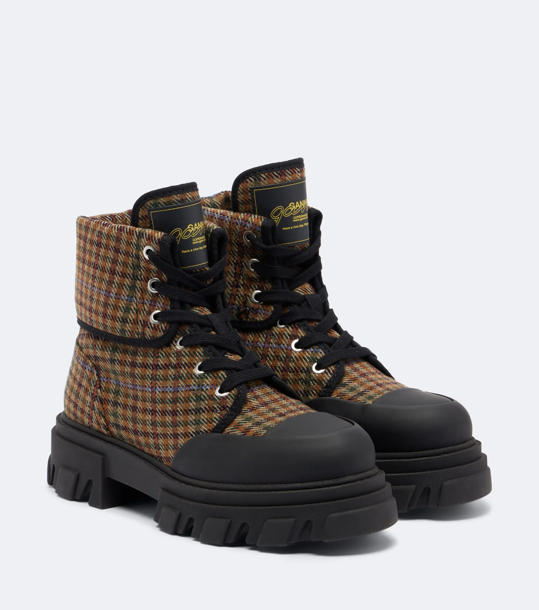 Checked combat boots - 1