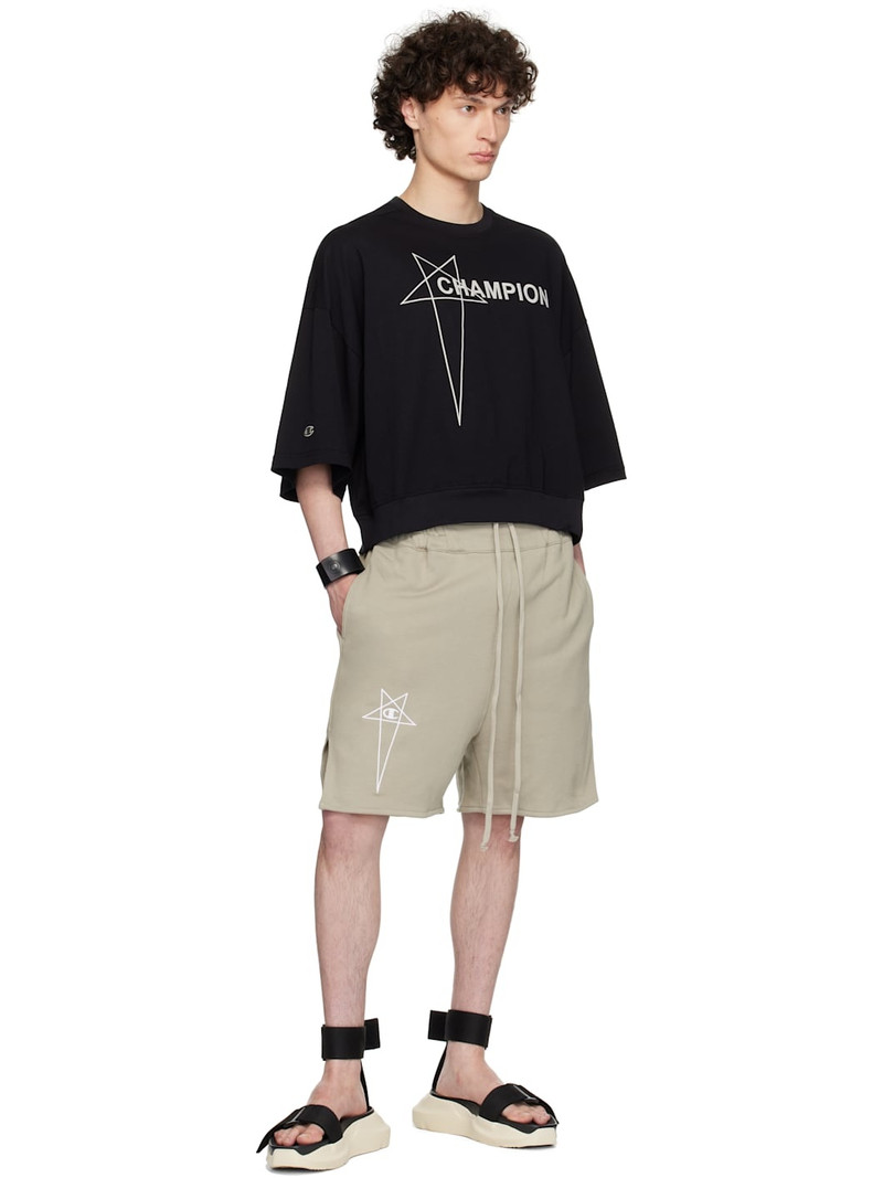 Rick Owens Black Champion Edition Tommy Cropped T-shirt outlook