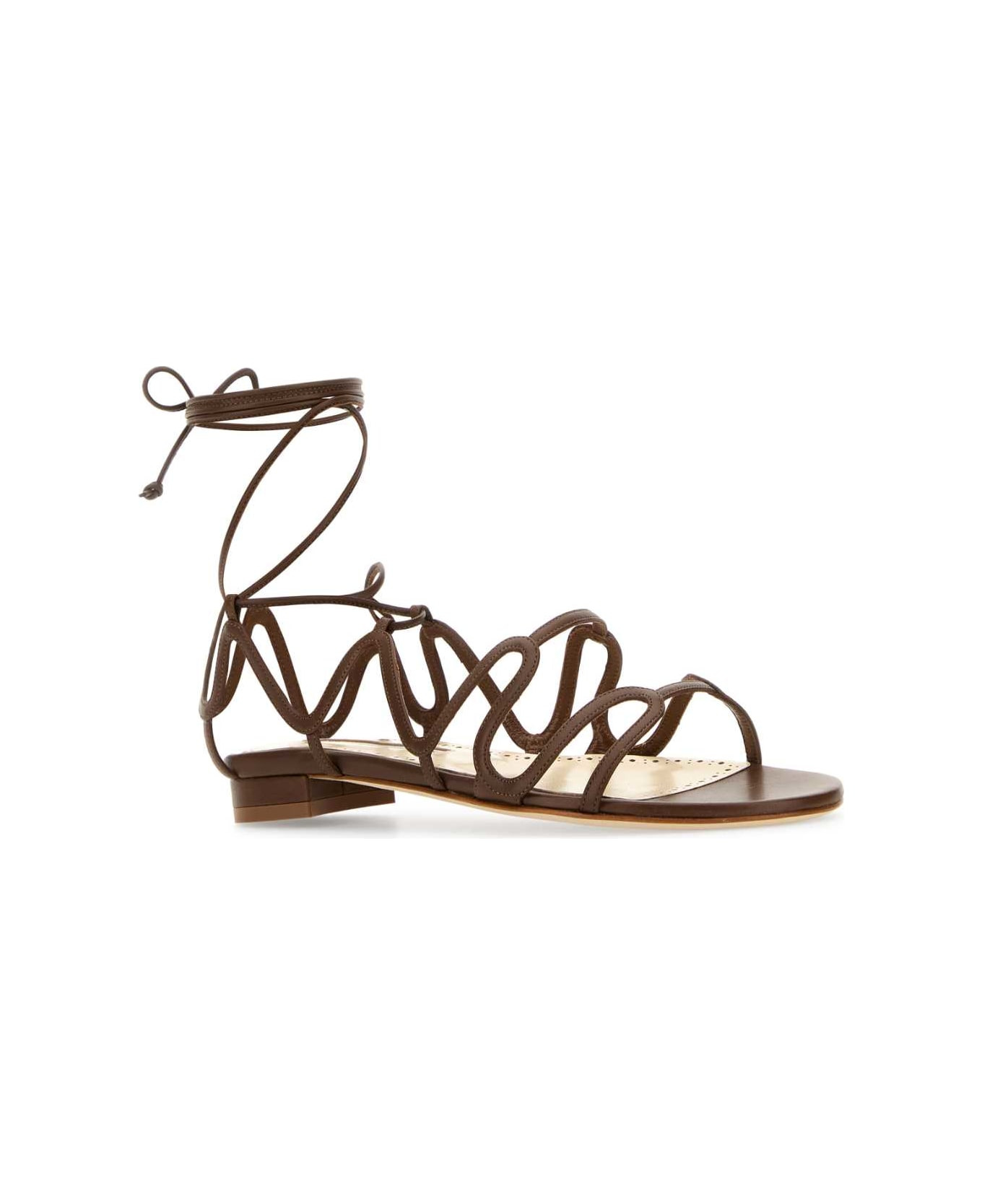 Brown Leather Fawda Sandals - 2
