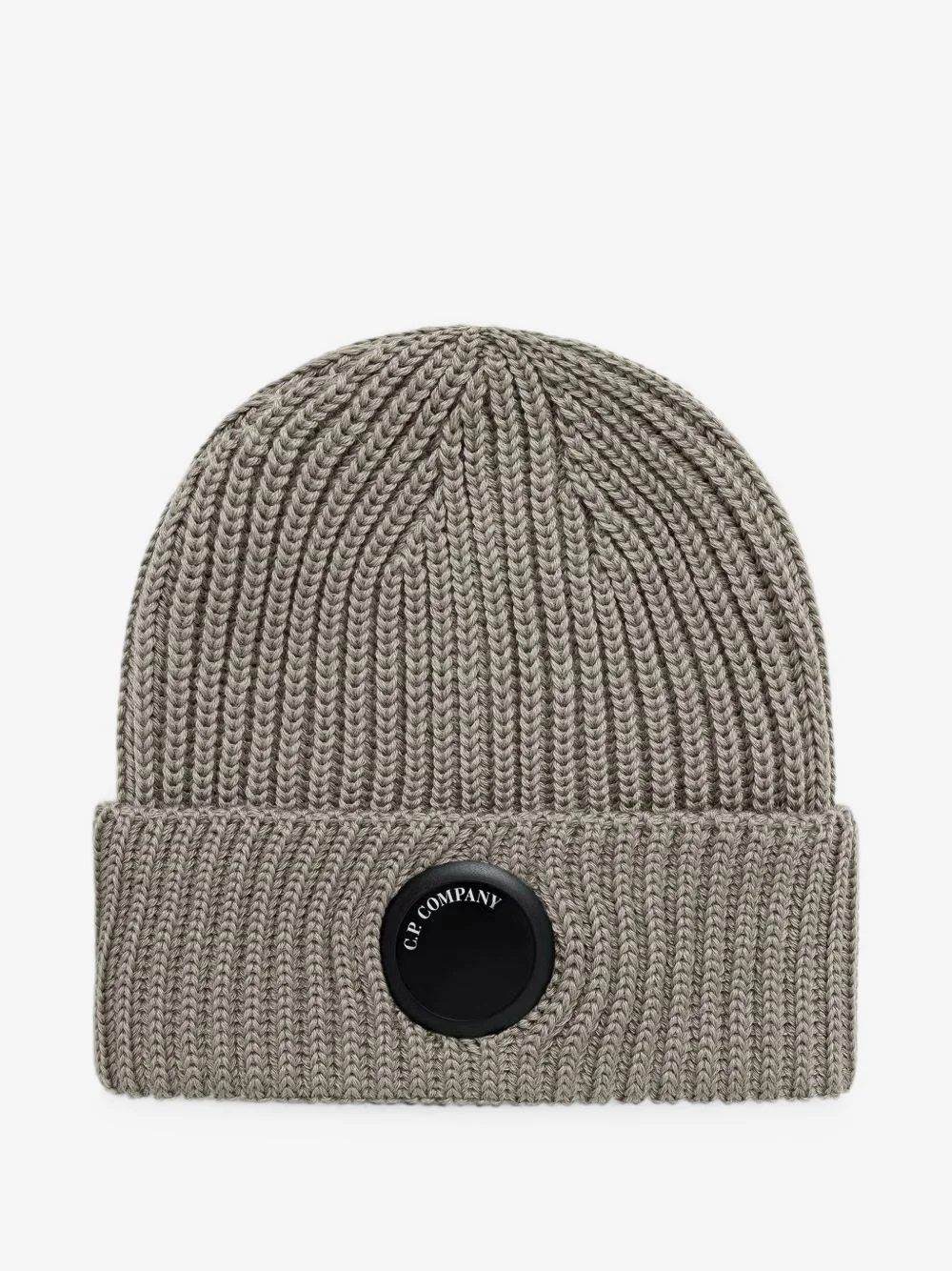Lens-detail ribbed-knit beanie hat - 1