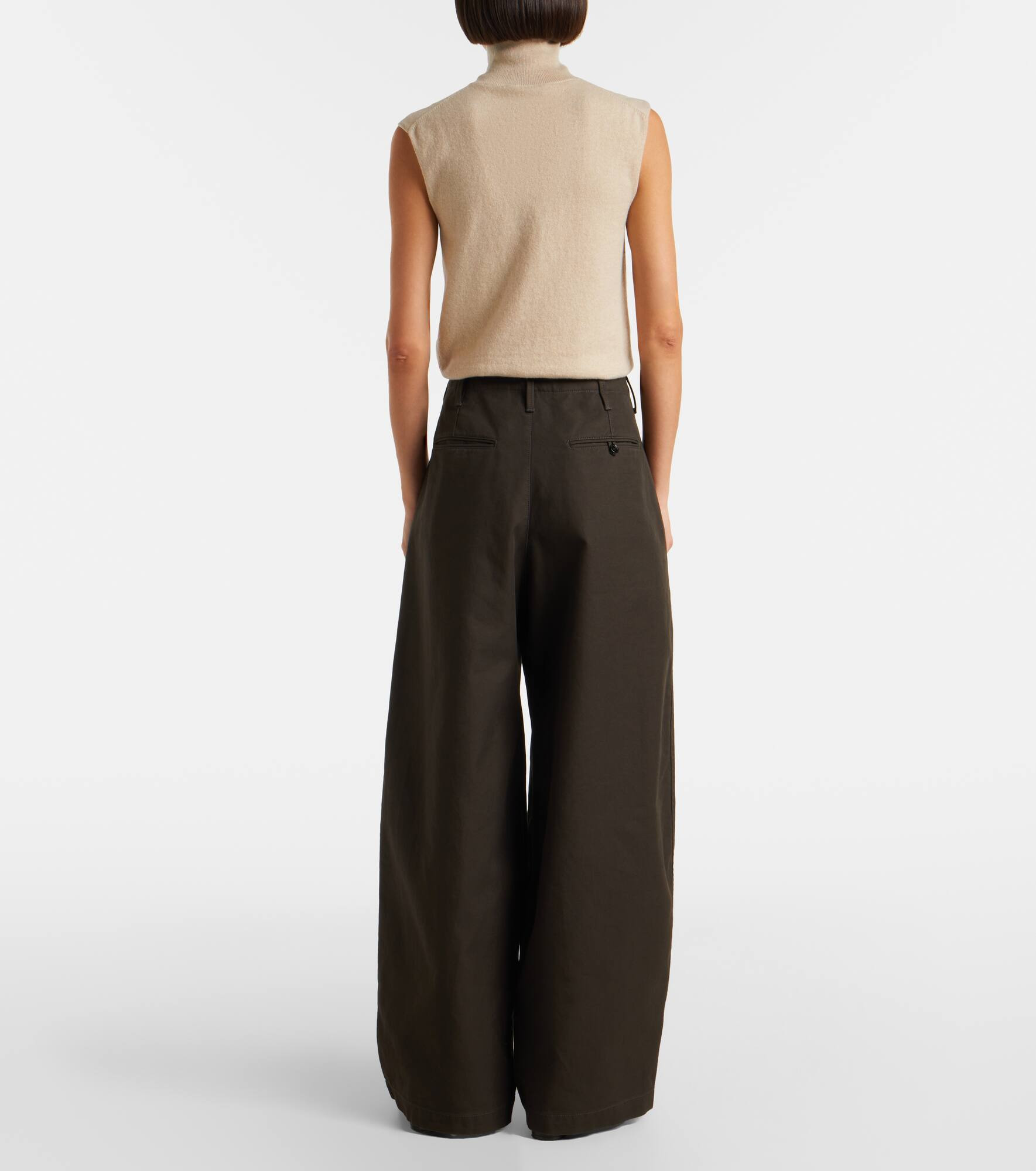 High-rise cotton twill wide-leg pants - 3