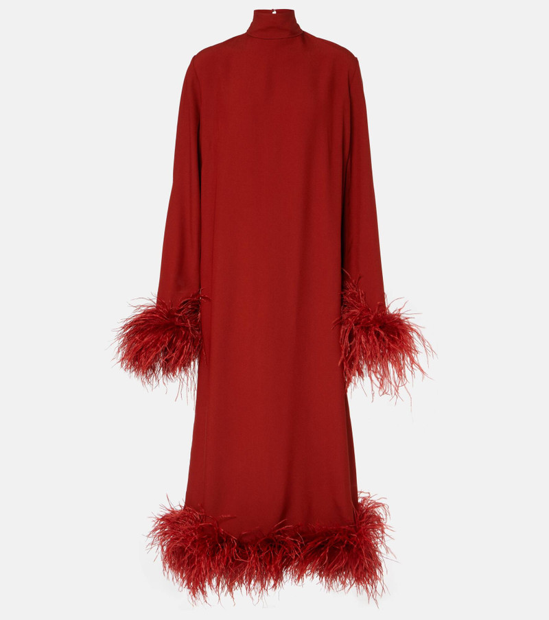 Gina feather-trimmed midi dress 1