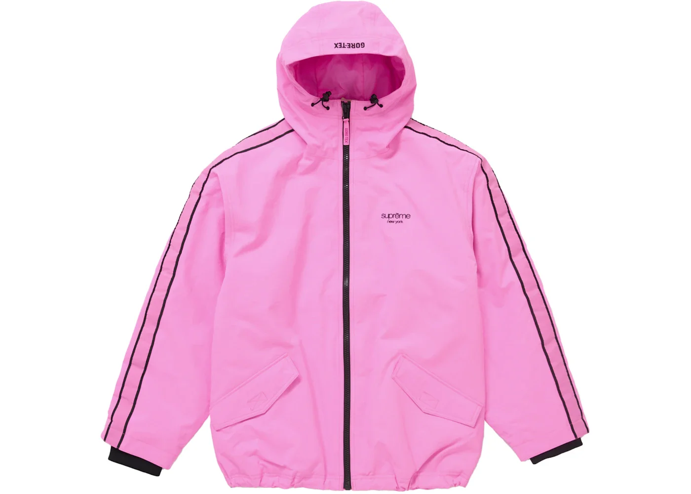 Supreme GORE-TEX Stripe Hooded Jacket Fluorescent Pink - 1