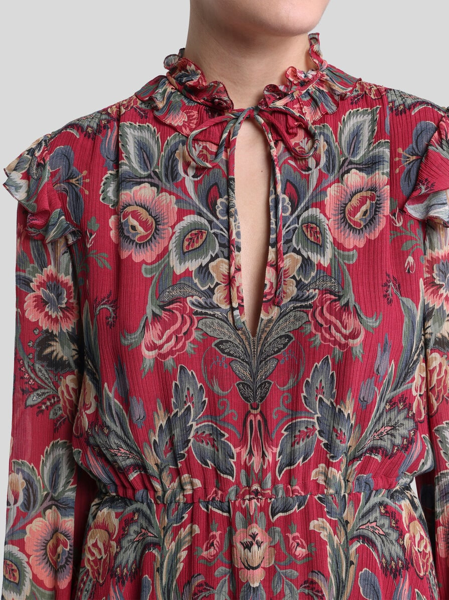 SILK-BLEND MINI DRESS WITH PRINT - 2