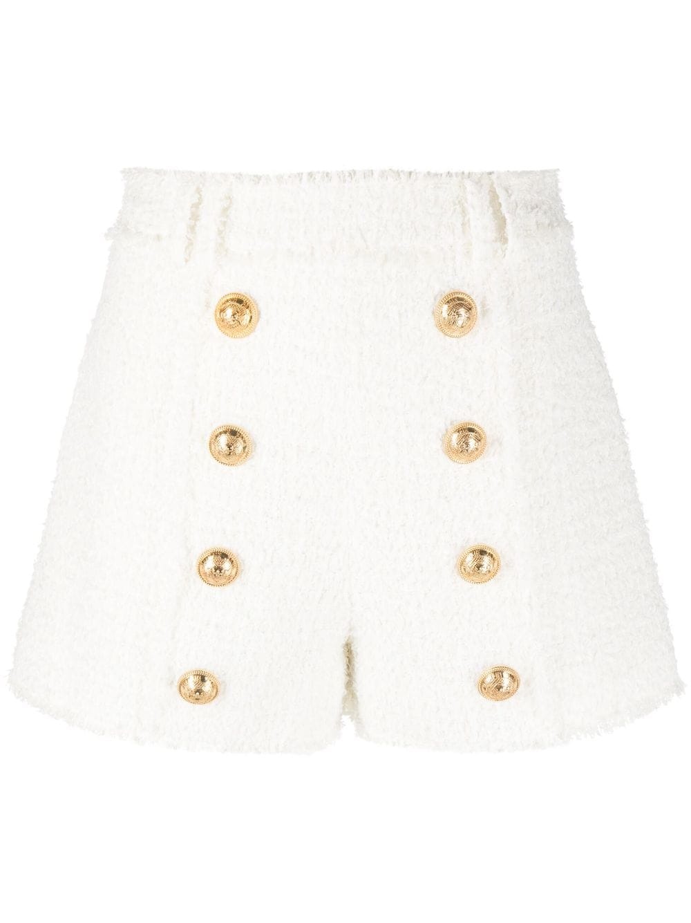 button-embellished tweed shorts - 1