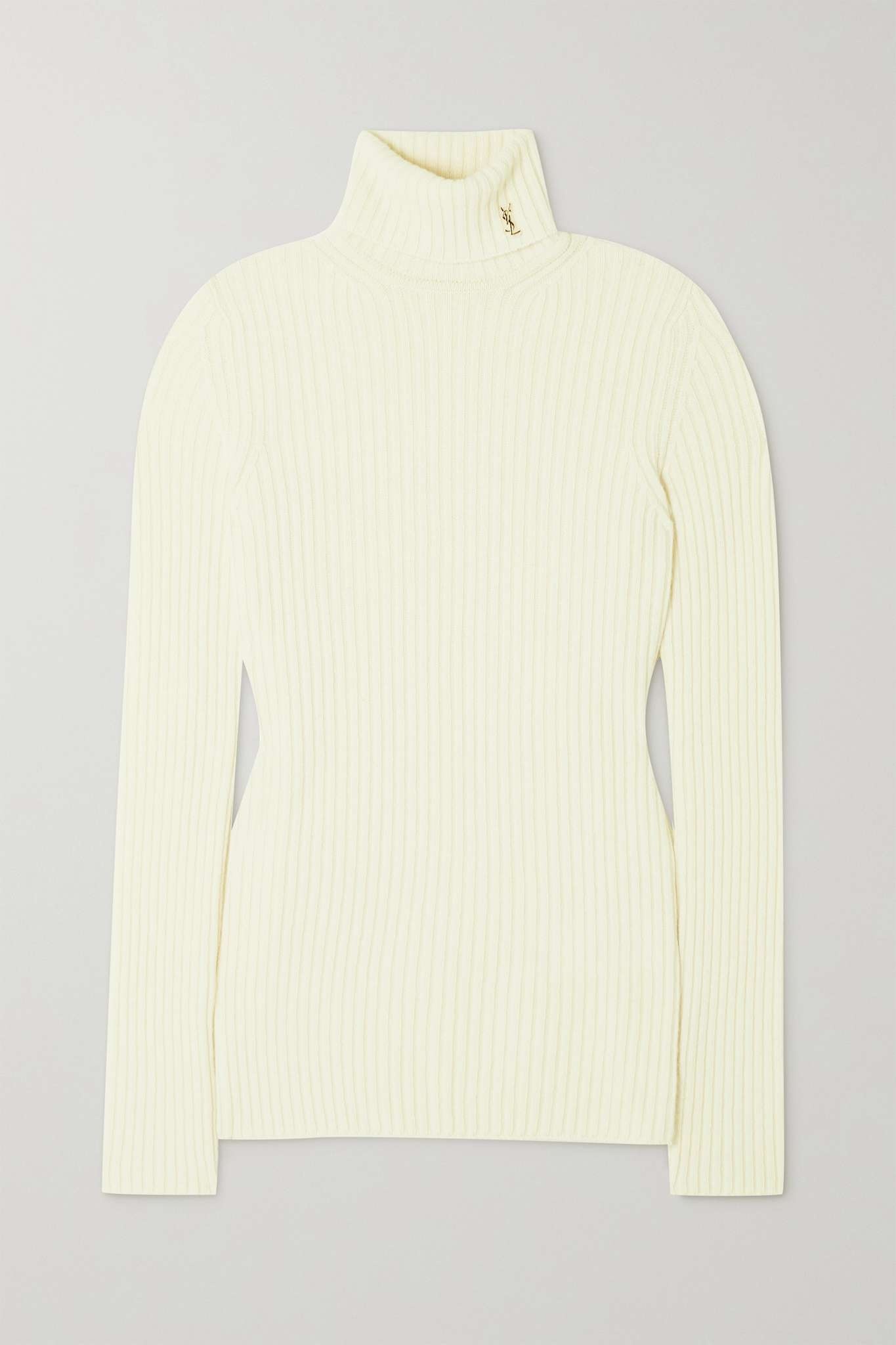 Ribbed wool and cashmere-blend turtleneck sweater - 1