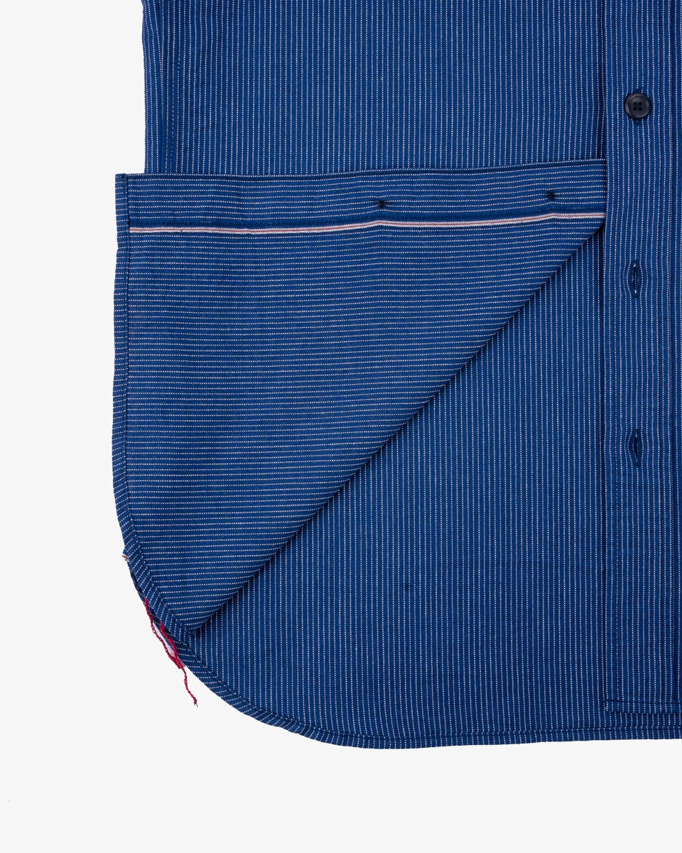 5OZ SELVEDGE OX CLOTH SHORT SLEEVED WORK SHIRT - PINSTRIPE - 10