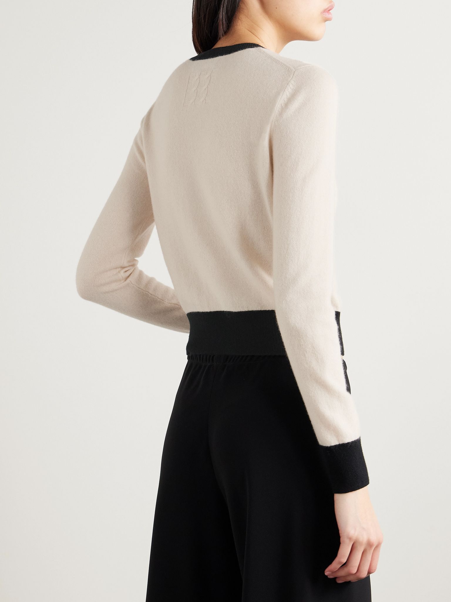 Meadow two-tone cashmere cardigan Ivory - 3