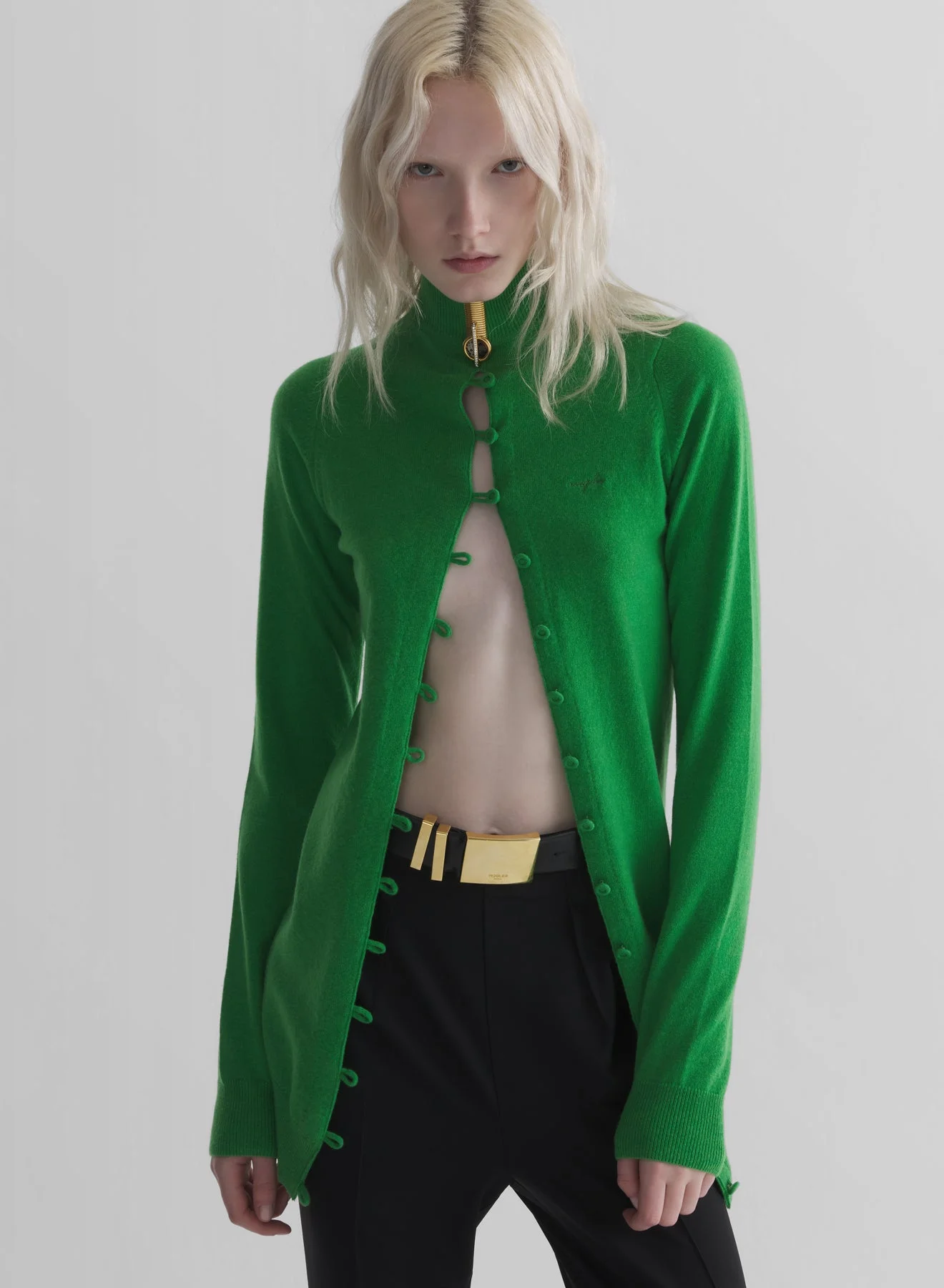 green cashmere open cardigan - 1