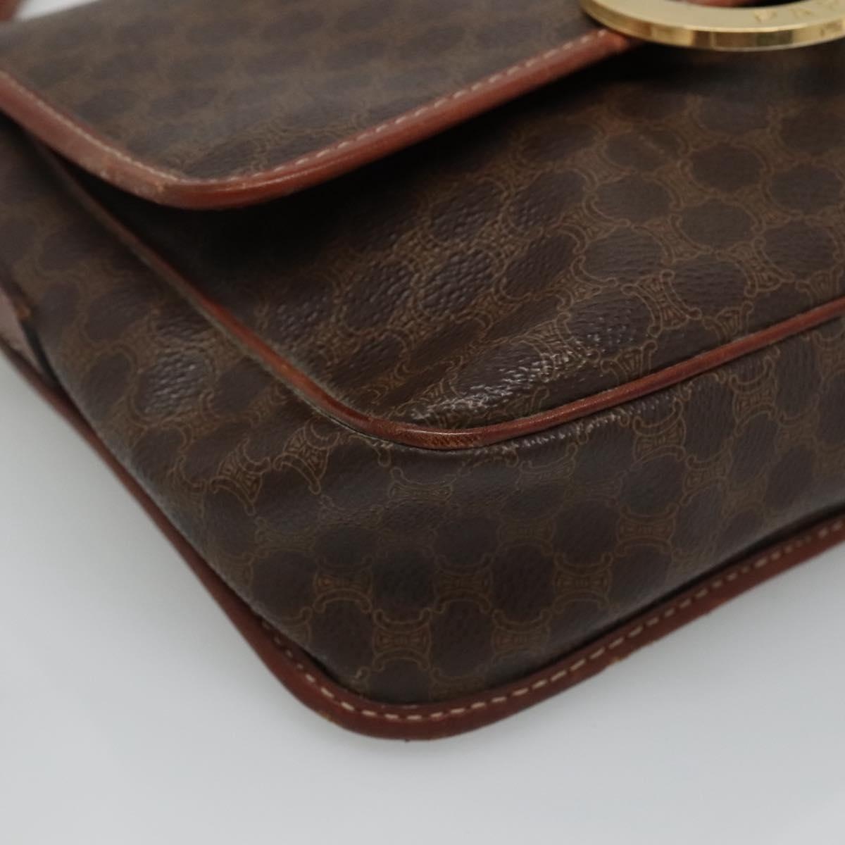 CELINE Macadam Canvas Shoulder Bag Pvc Brown Gold - 11