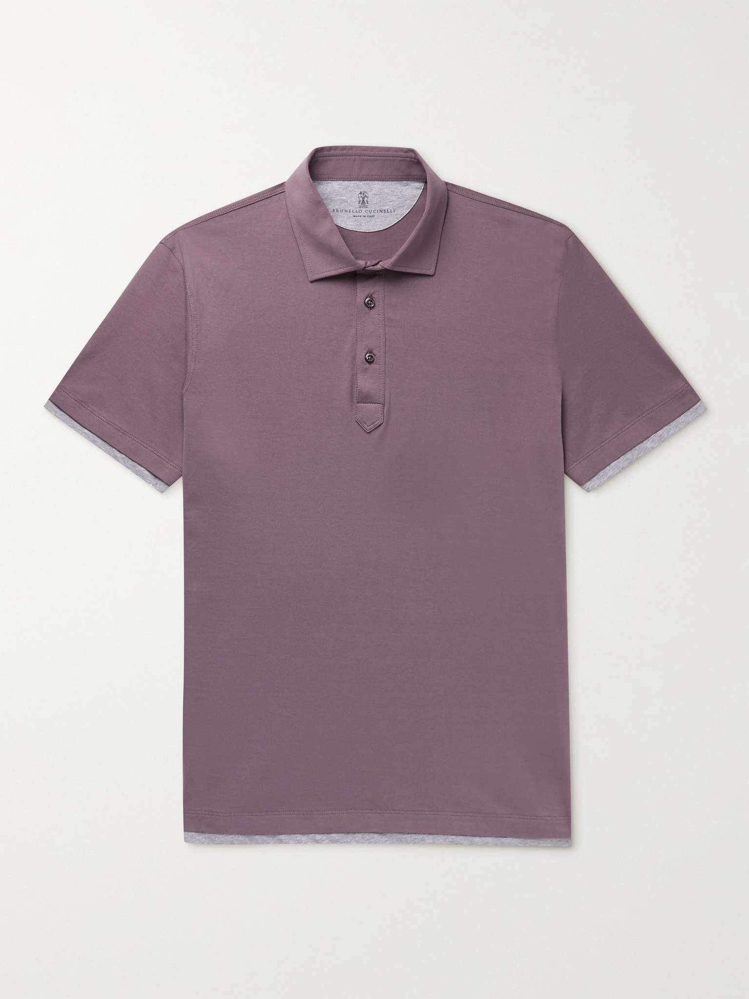 Slim-Fit Layered Cotton-Jersey Polo Shirt - 1