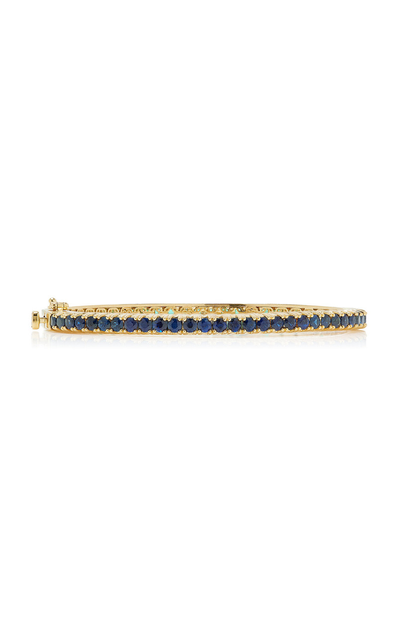 14k Yellow Gold Sapphire Emerald Bangle green 5
