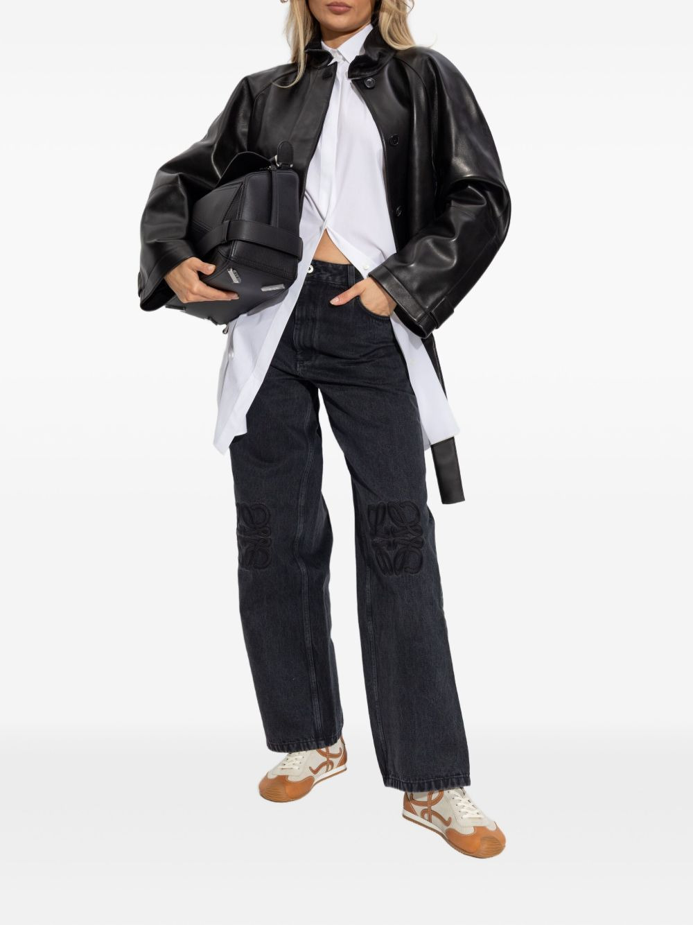 belted nappa leather coat - 2