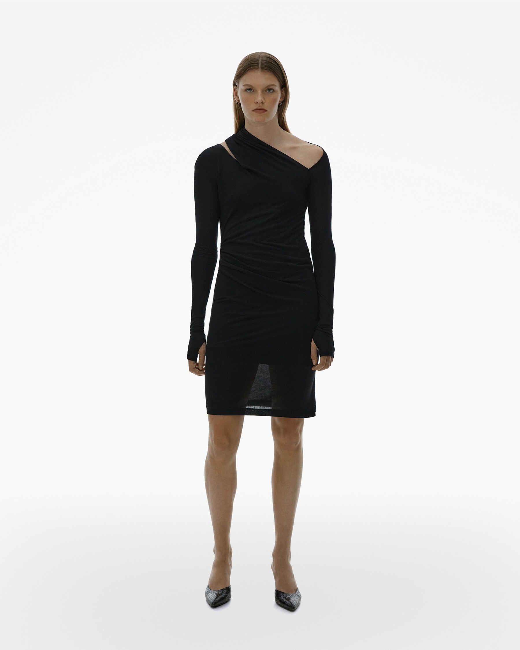 RIBBED ASYMMETRIC MINI DRESS - 3