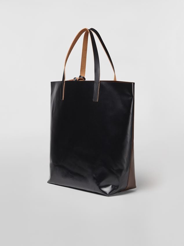 TRIBECA SHOPPING BAG IN BROWN AND BLACK PVC - 3