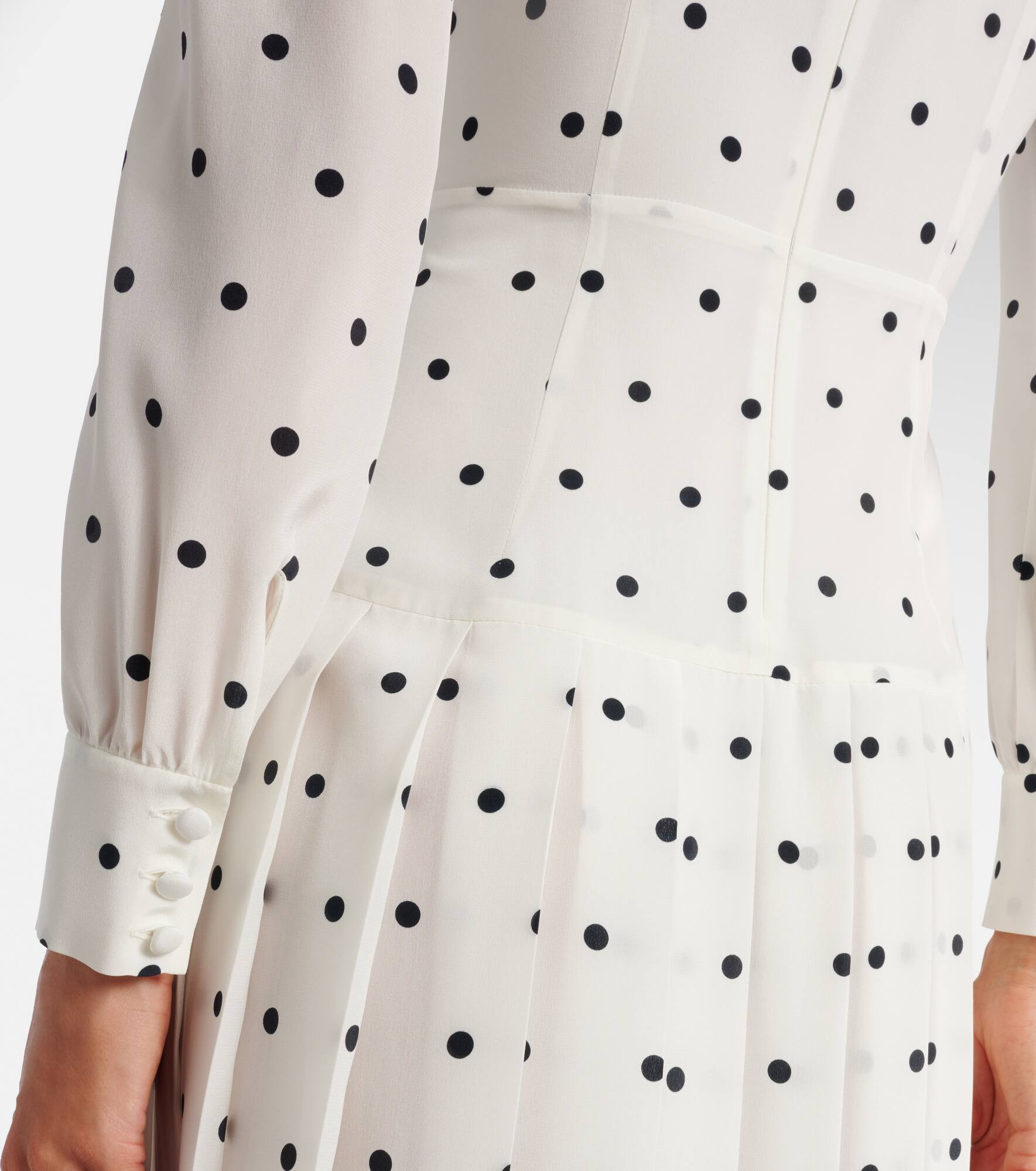 Polka-dot silk midi dress - 6