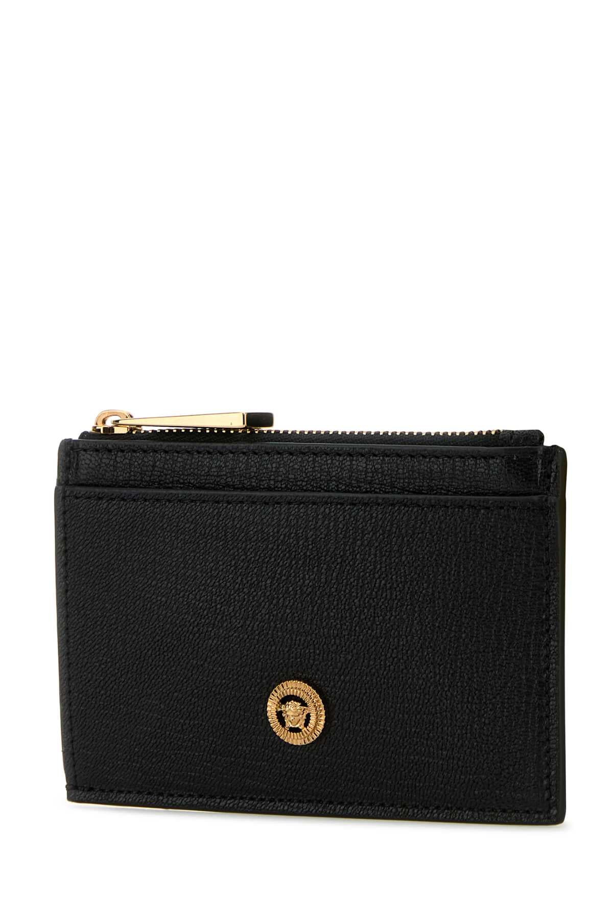 Versace Men Black Leather Card Holder - 2