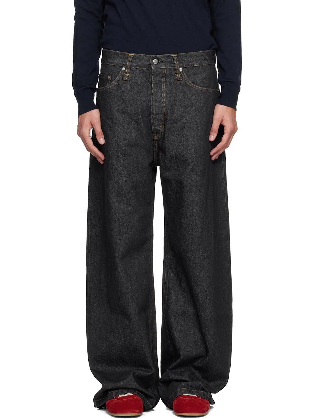 Gray Wide-Leg Skid Jeans - 1