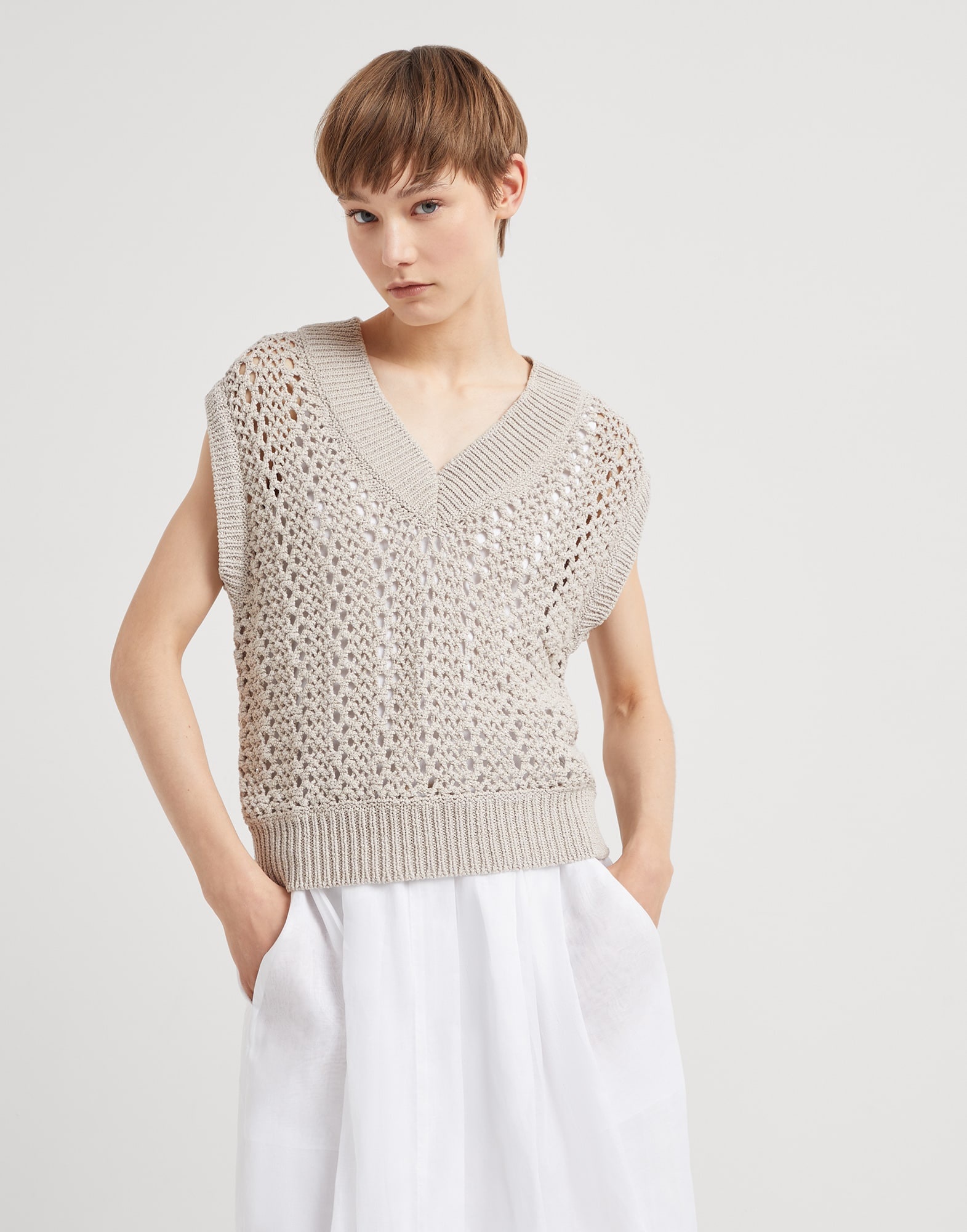 Techno cotton mesh knit top - 1