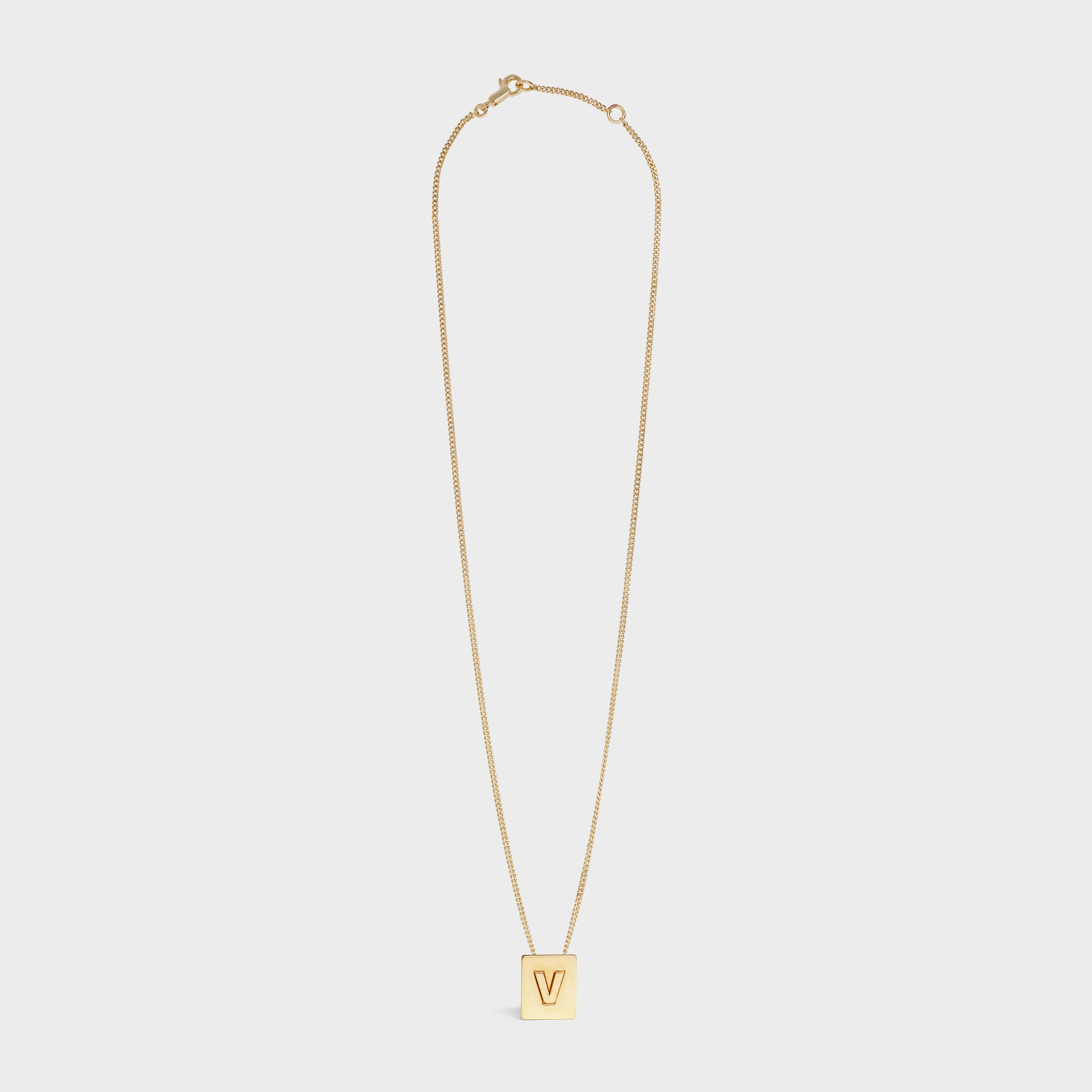 Alphabet V Necklace in Brass with Gold finish - 2