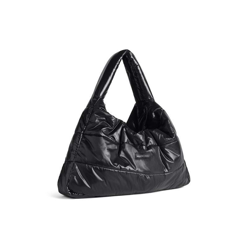 Men's Puffer Hobo Bag Medium in Black 2