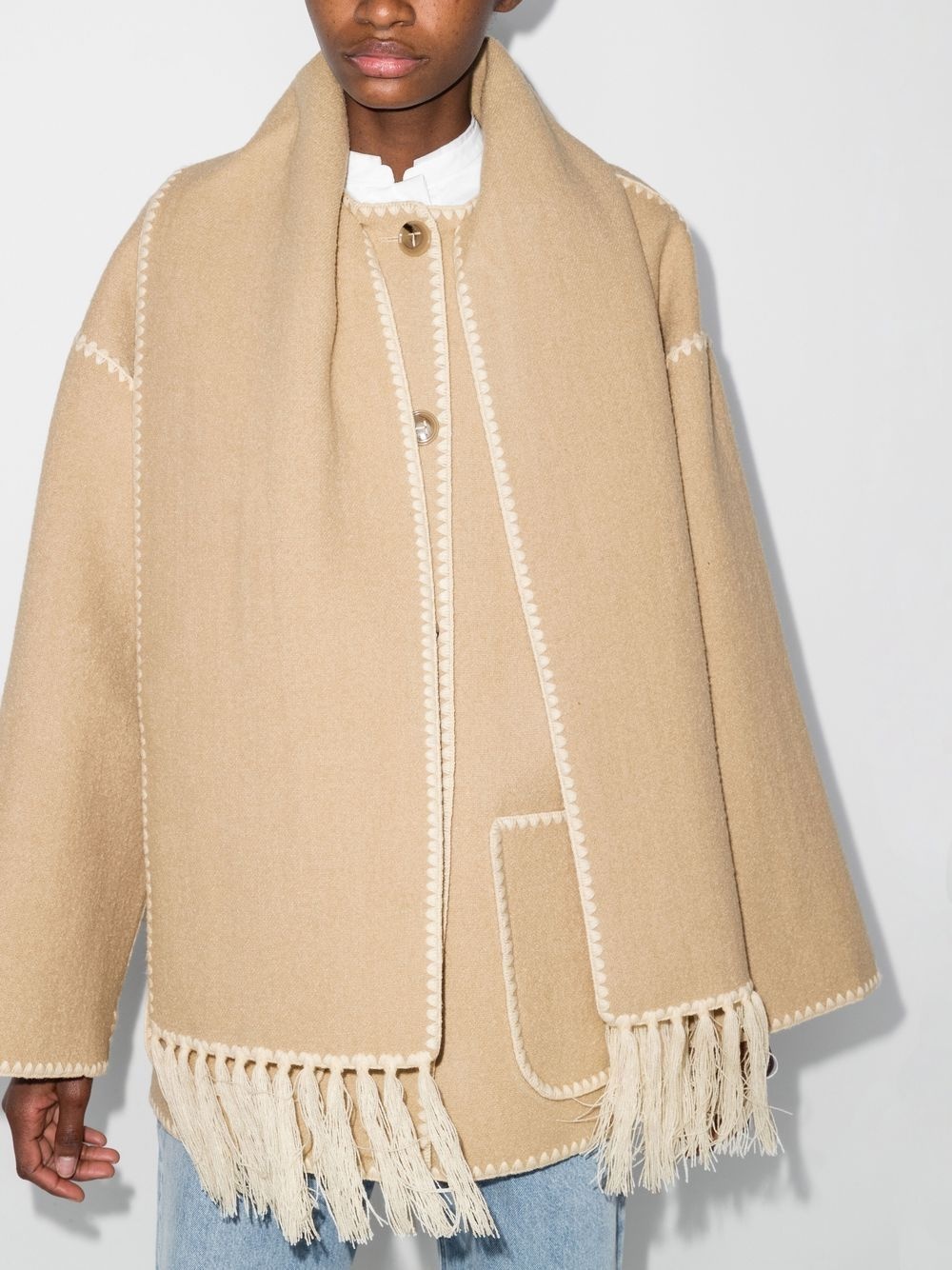 embroidered scarf button-front jacket - 2