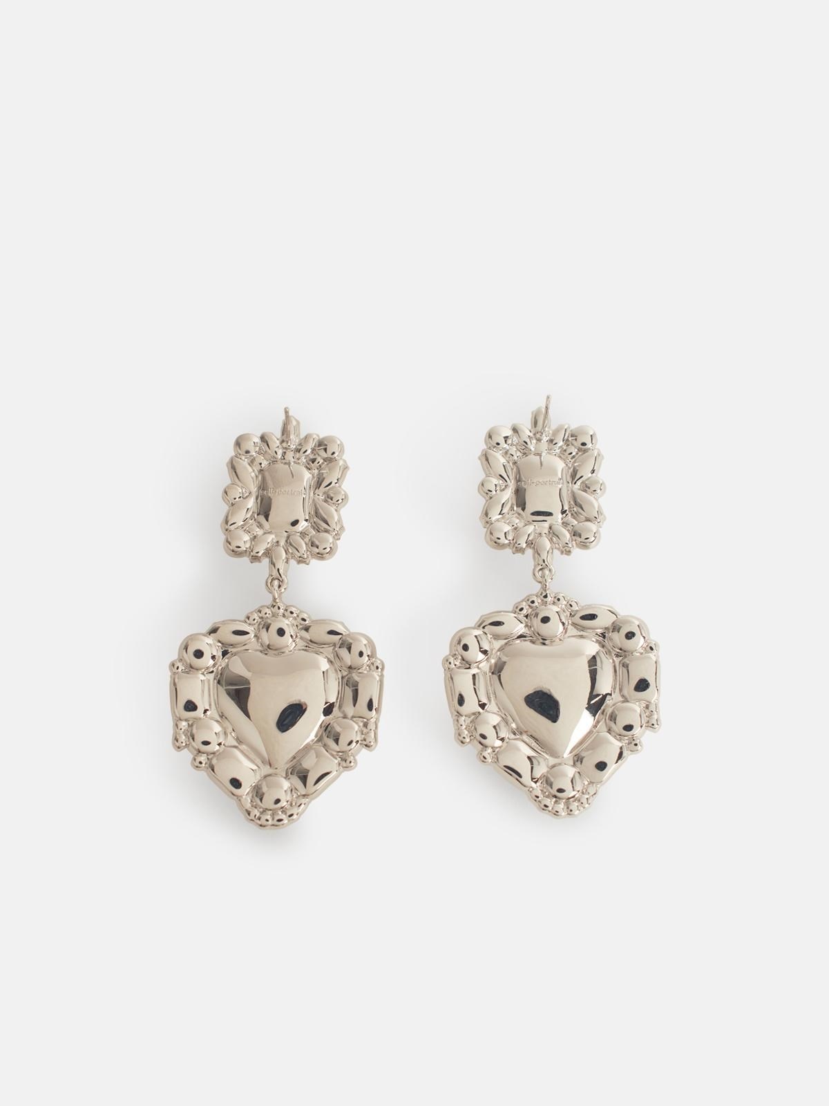 HEART' SILVER BRASS EARRINGS - 2