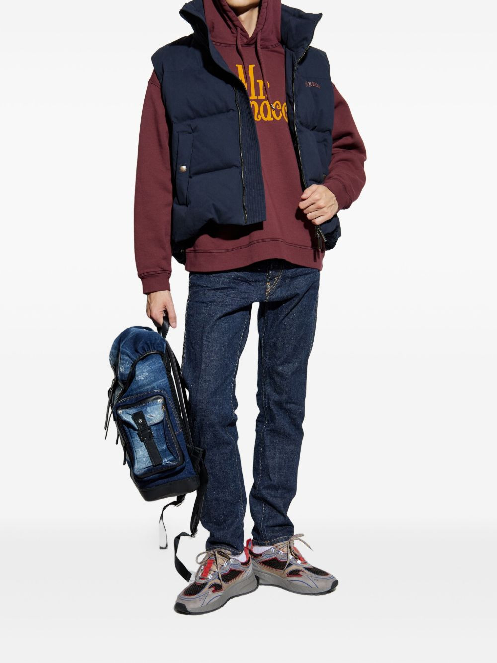 lettering-print hoodie - 2