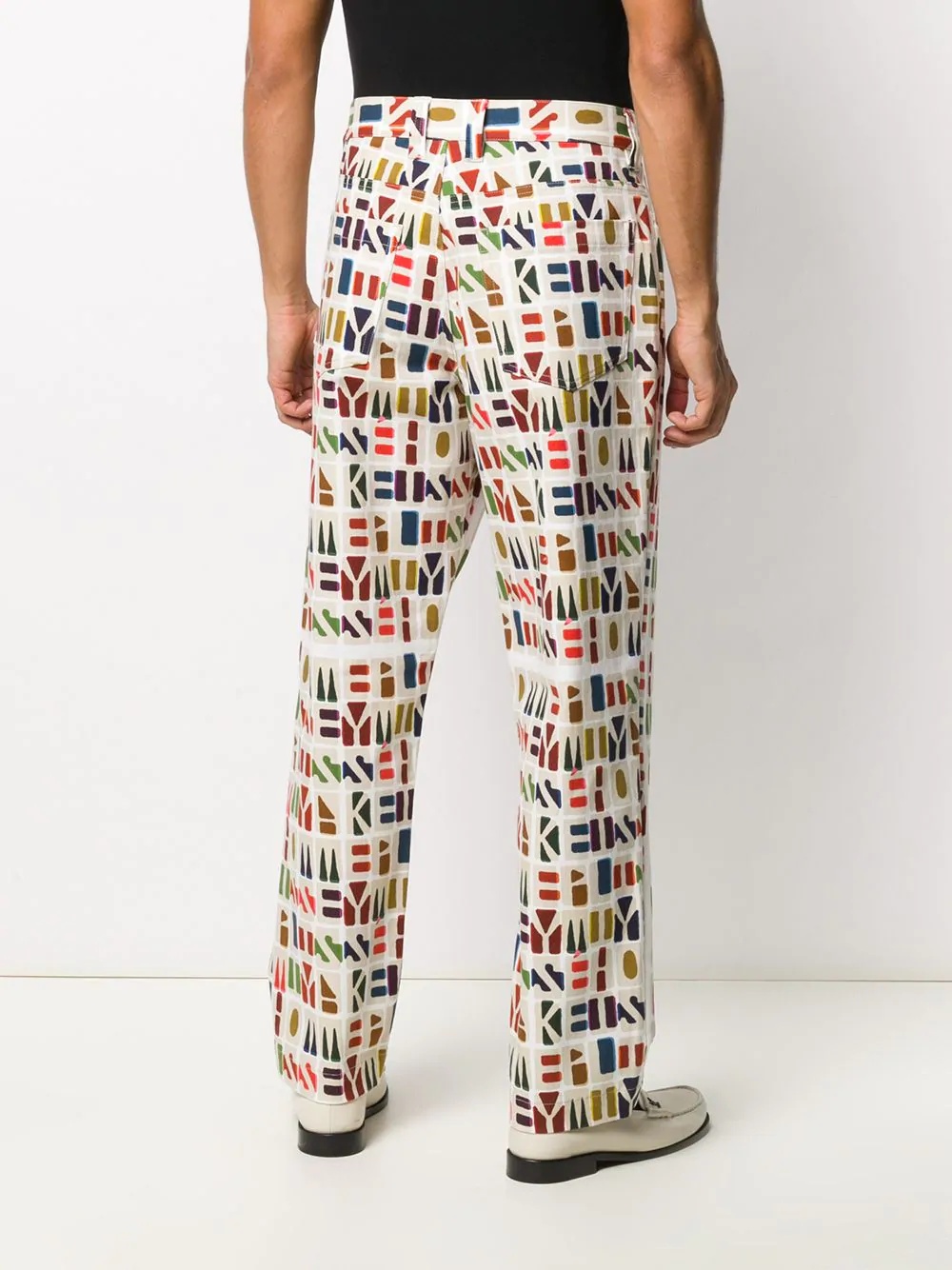 monogram print cotton trousers - 4