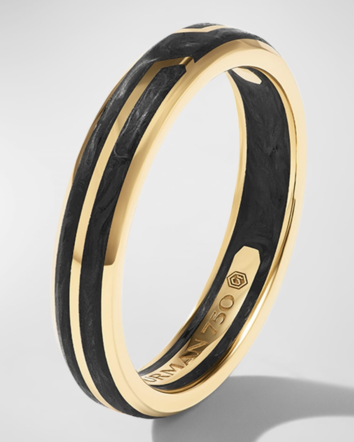 Men's Forged Carbon Band Ring in 18K Gold, 4mm - 3