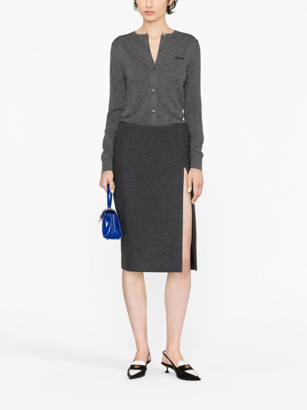 logo-intarsia fine-knit cardigan - 2