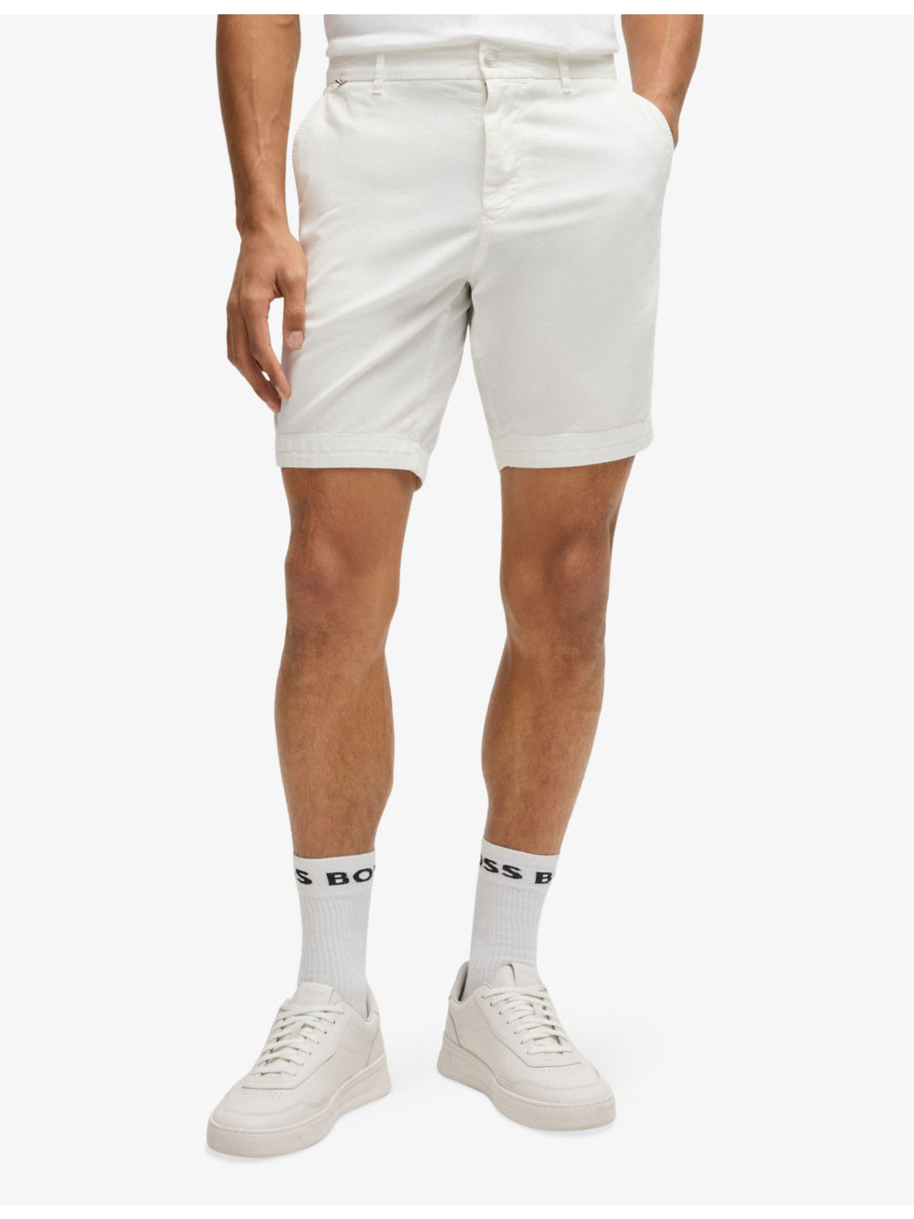 Slip-Pocket Straight-Leg Slim-Fit Stretch-Cotton Shorts - 3