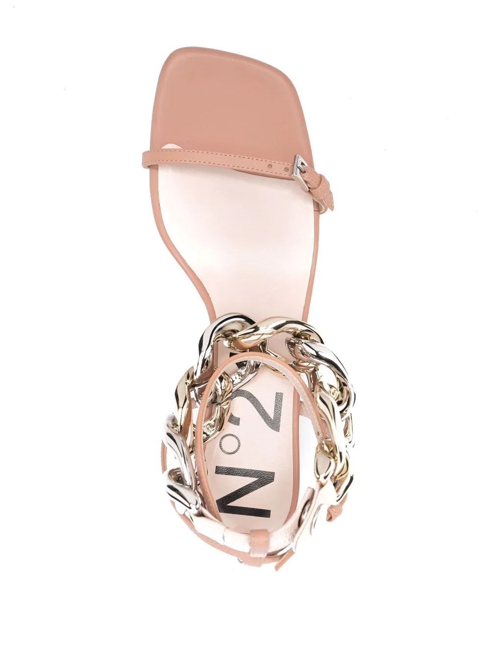 chain-link leather sandals - 4