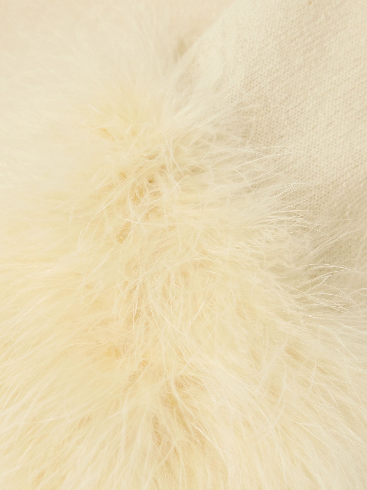 Feather-trimmed wool cardigan Beige - 4
