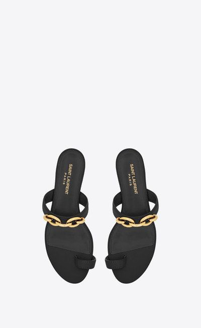 SAINT LAURENT le maillon flat sandals in smooth leather outlook