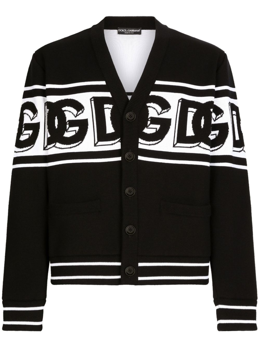 logo-intarsia V-neck cardigan - 1