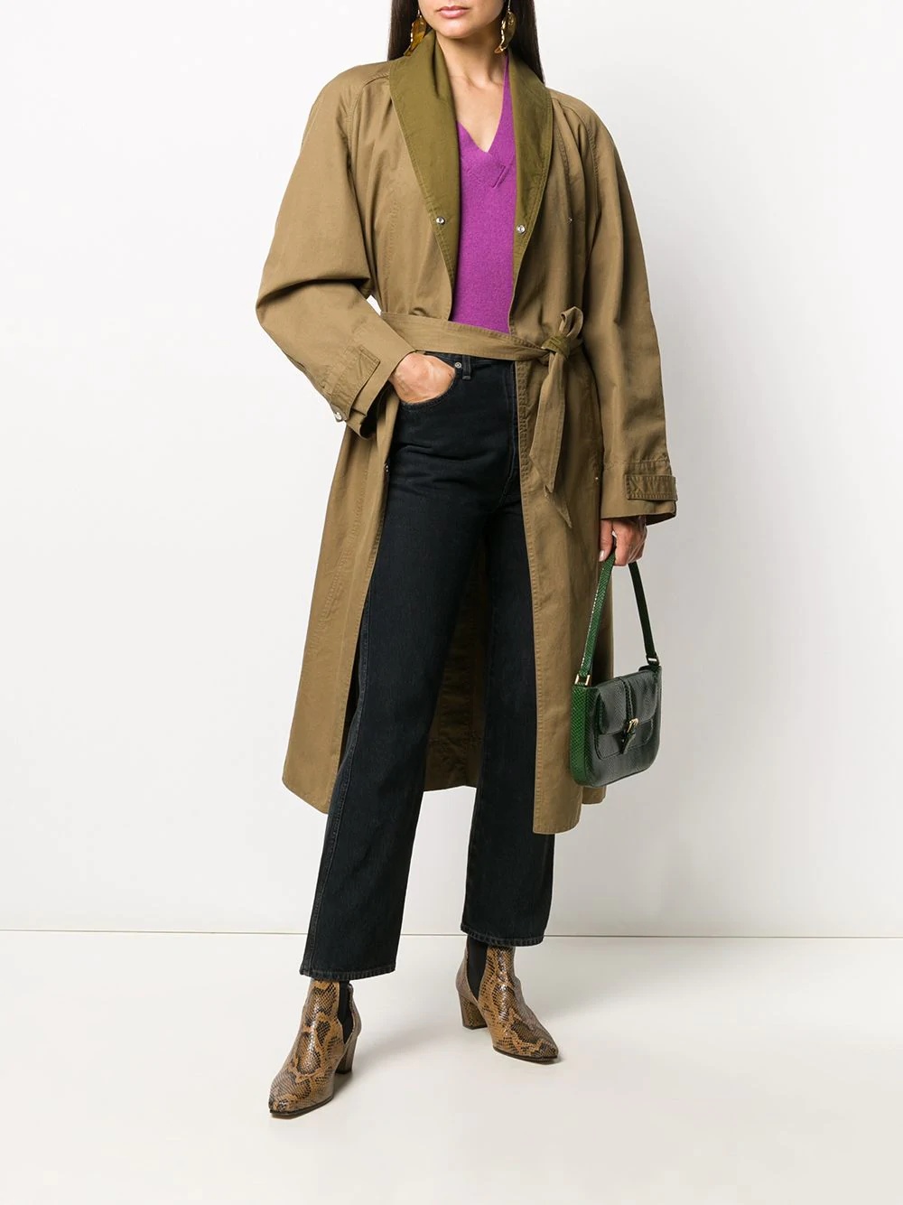 belted trench coat - 2