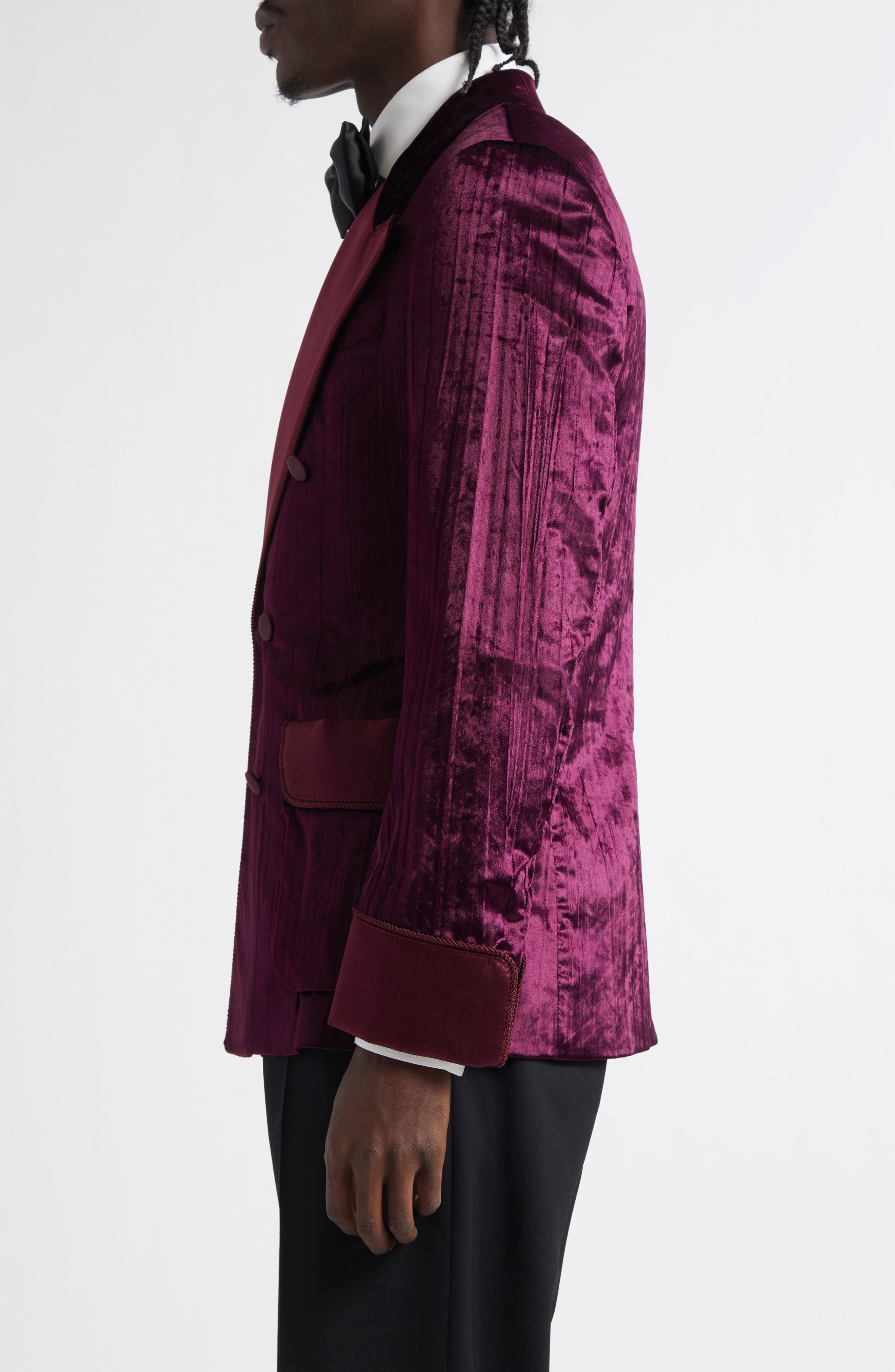 Dolce&Gabbana Double Breasted Velvet Jacket in F0130 Melanzana Scurissimo at Nordstrom - 4