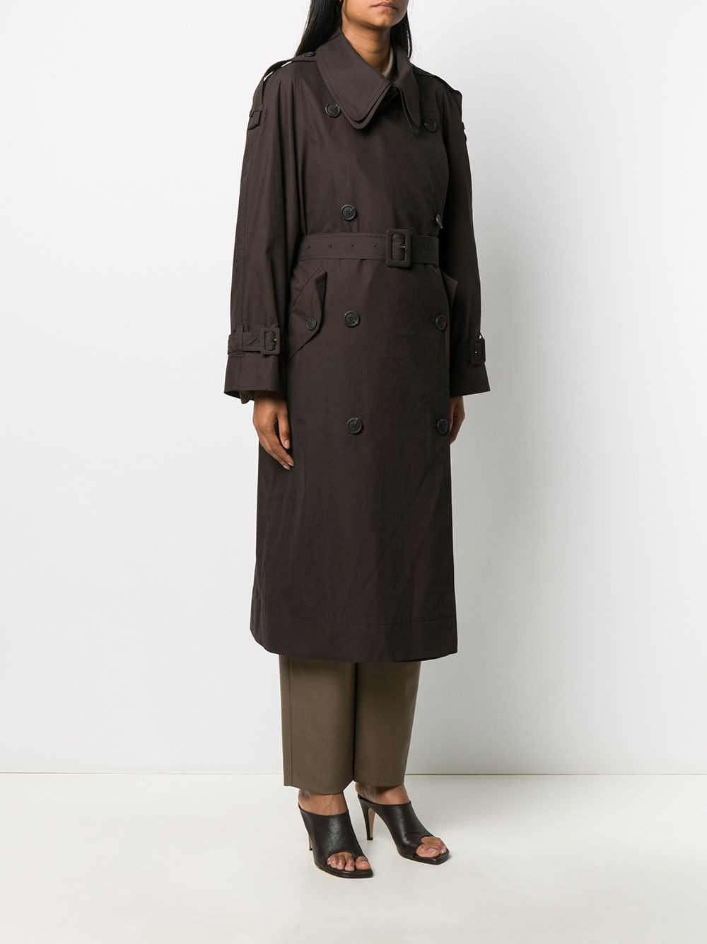 belted double-breasted trench coat - 3